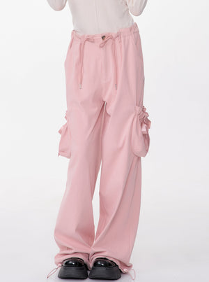 Retro High Waist Bow Pocket Pants