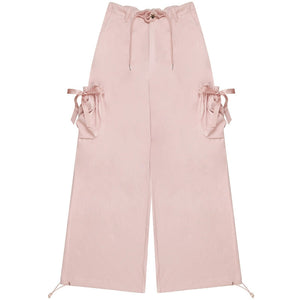 Retro High Waist Bow Pocket Pants