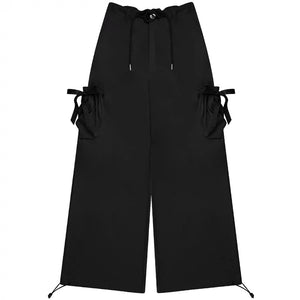 Retro High Waist Bow Pocket Pants