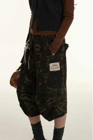 Retro High Waist Camouflage Cargo Pants