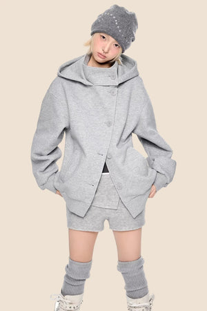 Retro Hooded Sweatshirt Jacket