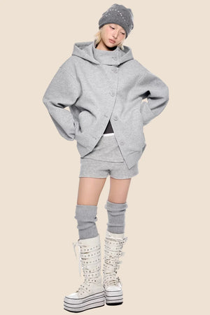 Retro Hooded Sweatshirt Jacket