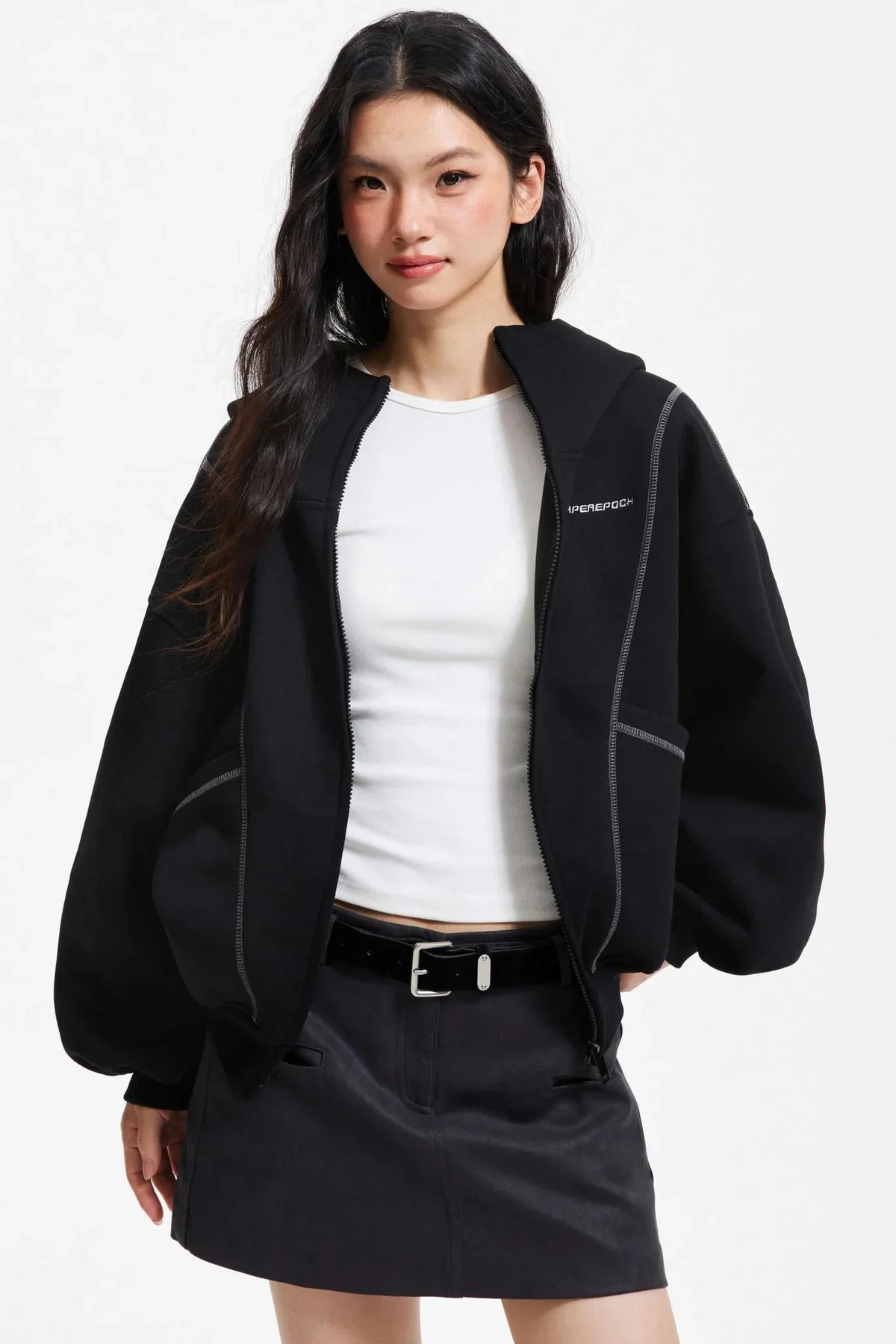 Retro Hooded Zip-Up Jacket