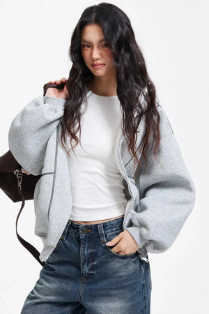Retro Hooded Zip-Up Jacket