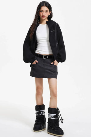 Retro Hooded Zip-Up Jacket