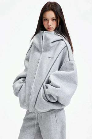 Retro Hooded Zip-Up Jacket