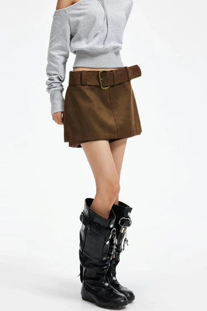 Retro Imitation Suede Skirt