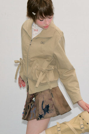 Retro Khaki Lapel Work Jacket