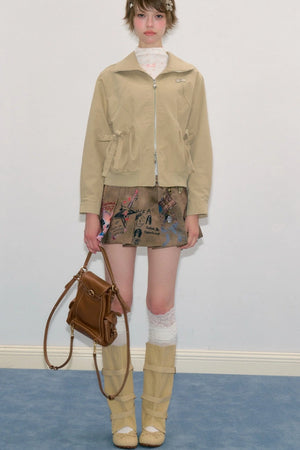 Retro Khaki Lapel Work Jacket