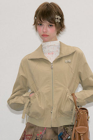 Retro Khaki Lapel Work Jacket