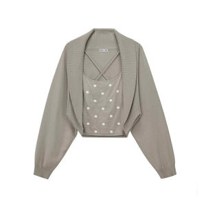 Retro Knit Cardigan Sweater Set