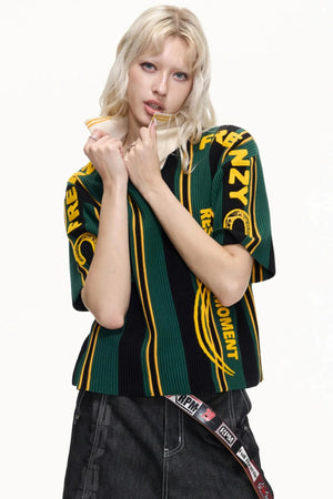 Retro Knitted Polo Top