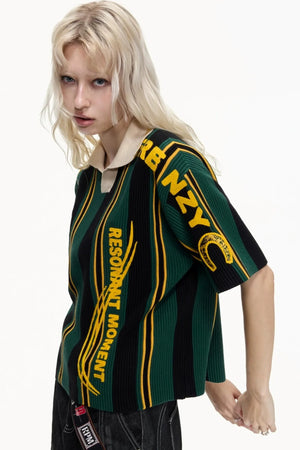 Retro Knitted Polo Top