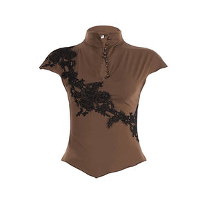 Retro Lace Appliqué Blouse Set-Up
