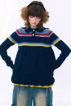 Retro Lace Collar Sweater