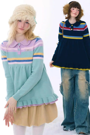 Retro Lace Collar Sweater
