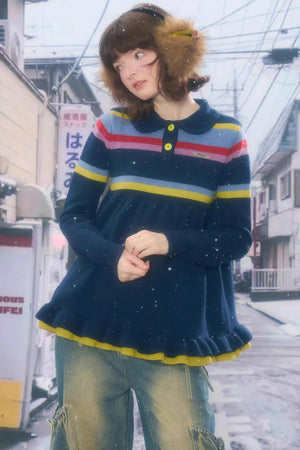 Retro Lace Collar Sweater