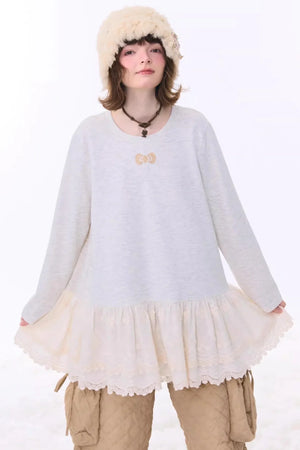 Retro Lace Knit Top