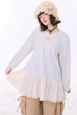 Retro Lace Knit Top