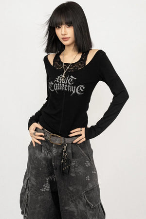 Retro Lace Off-Shoulder Top