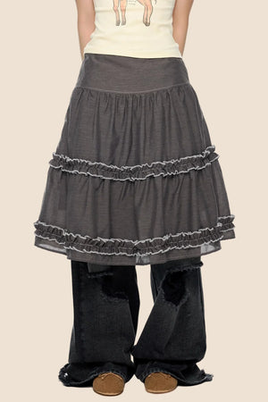 Retro Lace Pleated Skirt