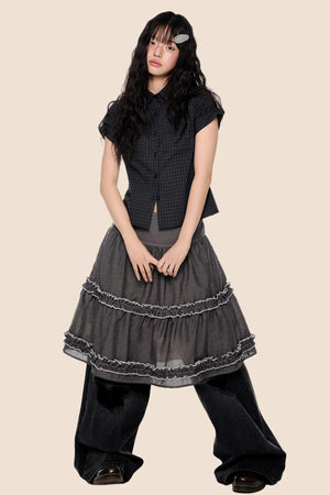 Retro Lace Pleated Skirt