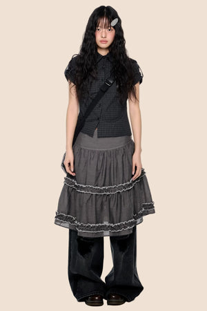 Retro Lace Pleated Skirt