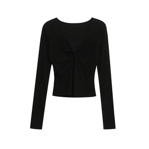 Retro Lace-Up Black Top
