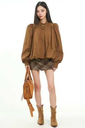 Retro Lantern Sleeve Blouse