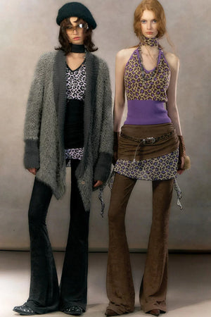 Retro Leopard Print Cardigan Set-Up