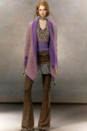 Retro Leopard Print Cardigan Set-Up