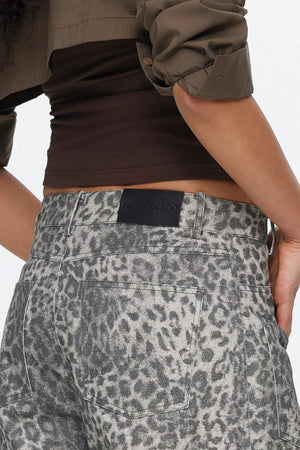 Retro Leopard Print Cotton Pants