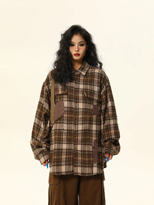 Retro Maillard plaid shirt