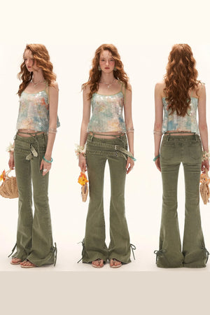 Retro Multi-Belt Flared Jeans
