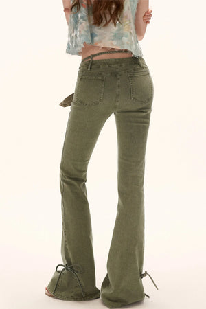 Retro Multi-Belt Flared Jeans
