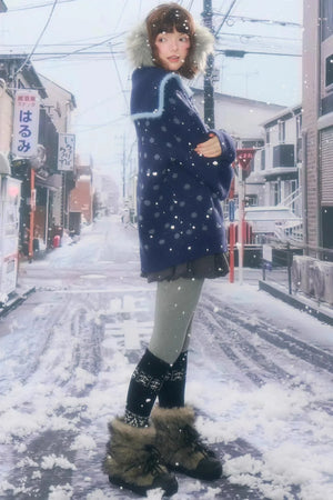 Retro Navy Collar Cardigan Jacket