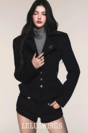 Retro Navy Wool Blazer Set-Up