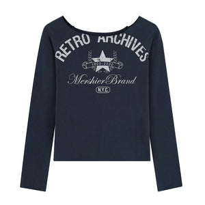 Retro Off-Shoulder Letter Top