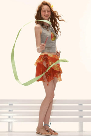 Retro Pear Print Sleeveless Vest