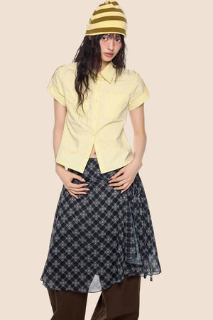 Retro Plaid Cropped Shirt