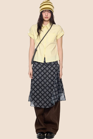 Retro Plaid Cropped Shirt