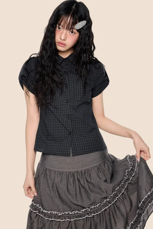 Retro Plaid Cropped Shirt