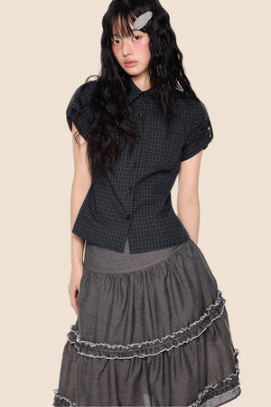 Retro Plaid Cropped Shirt