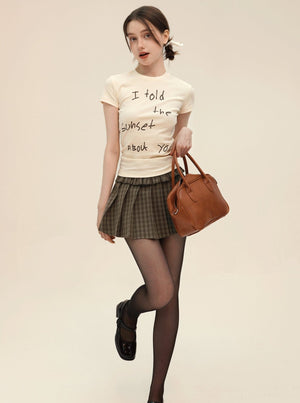 Retro Plaid High Waist Mini Set-Up