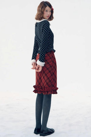 Retro Plaid Lace Skirt