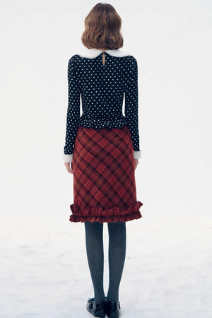 Retro Plaid Lace Skirt