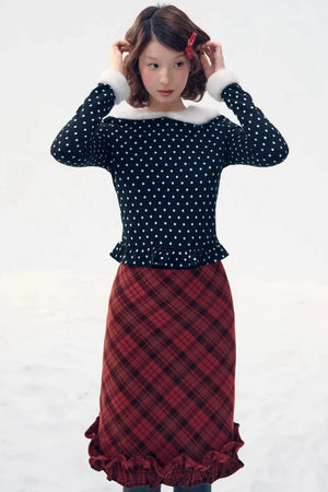 Retro Plaid Lace Skirt