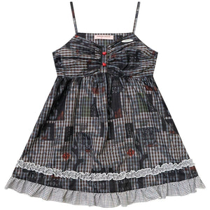 Retro Plaid Lace Strap Top