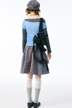 Retro Plaid Mid-Length Skirt