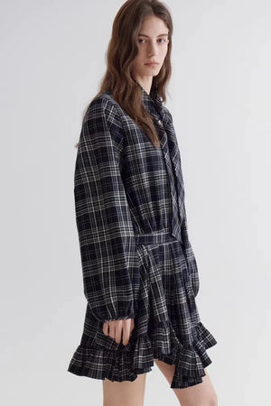 Retro Plaid Ruffle Dress